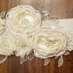 Ivory wedding sash, belt